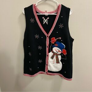 Festive Snowman Sweater Vest Size XL